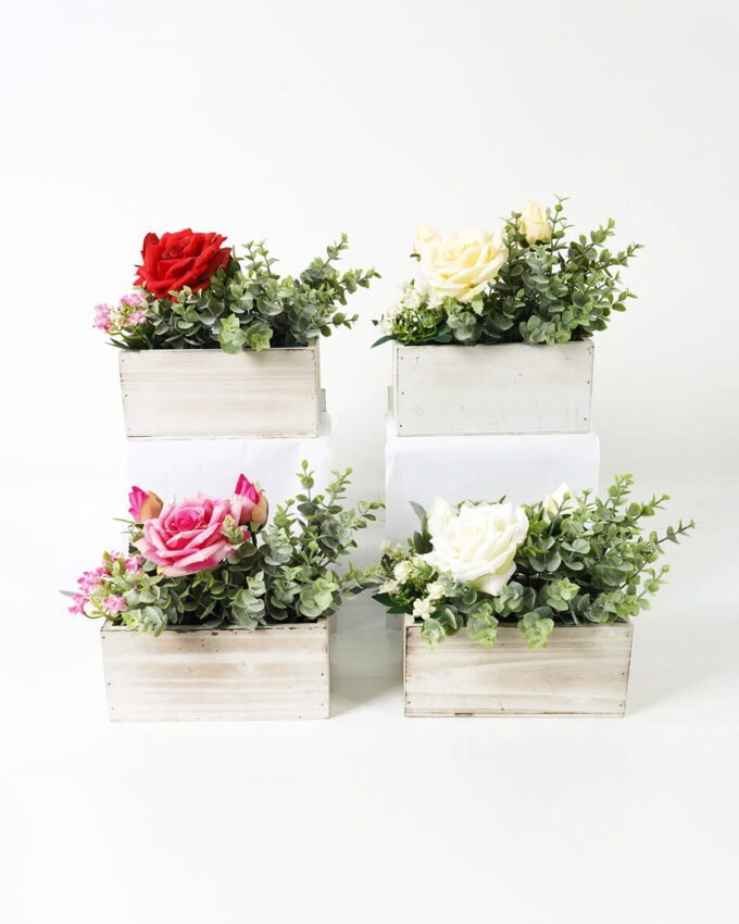 Artificial Flower 24*14*26cm Rose in wooden pot GS-03323020 Potted Flowers&Plants YeahFlower is one of Chinese leading OEM manufacturers and exporters , supplying the silk flowers, wholesale artificial trees
