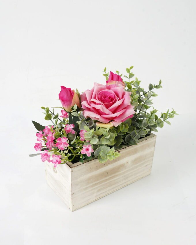 Artificial Flower 24*14*26cm Rose in wooden pot GS-03323020 Potted Flowers&Plants YeahFlower is one of Chinese leading OEM manufacturers and exporters , supplying the silk flowers, wholesale artificial trees