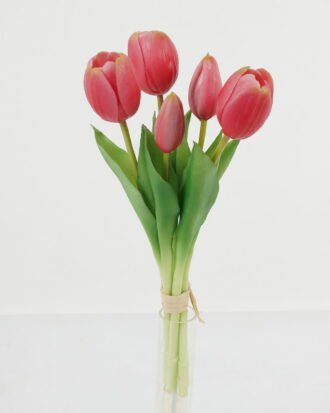 Artificial Flower 12*12*28cm Tulip *5 bundle GS-24523008-R1 Bouquet 3,000+ sqm showroom with thousands of artificial flowers, plants & trees ready for global sourcing.