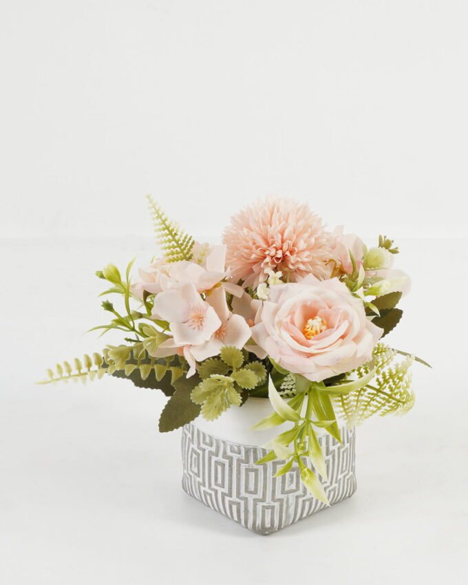 Artificial Table Plants 20*20*19cm Rose hydrangea in cement pot GS-03323050-C1 Potted Flowers&Plants YeahFlower is one of Chinese leading OEM manufacturers and exporters , supplying the silk flowers, wholesale artificial trees