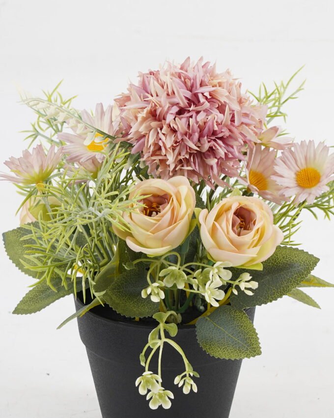 Artificial Flower 16*16*20cm Chrysanthemum Rose in PP pot GS-03323040-P1 Potted Flowers&Plants YeahFlower is one of Chinese leading OEM manufacturers and exporters , supplying the silk flowers, wholesale artificial trees