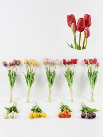 Artificial Flower 16*16*46cm Tulip *5 bundle GS-24523020-R1 Bouquet 3,000+ sqm showroom with thousands of artificial flowers, plants & trees ready for global sourcing.