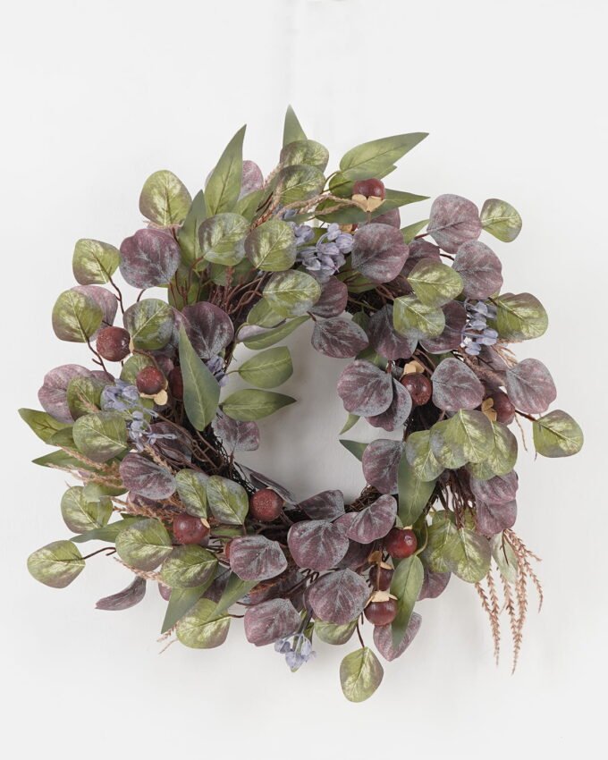 Artificial Flower 44*44cm Leaf+Fruit wreath GS-40723025 Christmas Item YeahFlower is one of Chinese leading OEM manufacturers and exporters , supplying the silk flowers, wholesale artificial trees