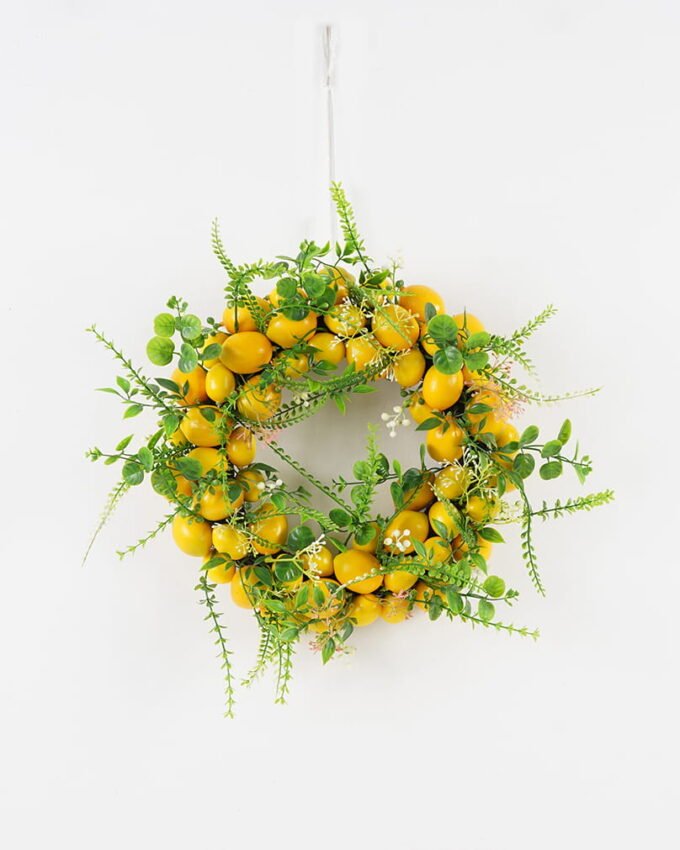 Artificial Flower 40*40cm Lemon wreath GS-65623172 Christmas Item YeahFlower is one of Chinese leading OEM manufacturers and exporters , supplying the silk flowers, wholesale artificial trees