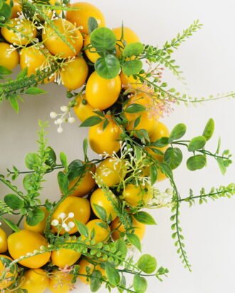 Artificial Flower 40*40cm Lemon wreath GS-65623172 Christmas Item YeahFlower is one of Chinese leading OEM manufacturers and exporters , supplying the silk flowers, wholesale artificial trees