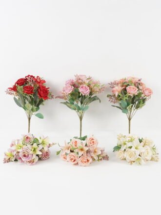 Artificial Flower 28*28*42cm Lily+Rose *10 bush GS-71923004-R1 Single Flowers 3,000+ sqm showroom with thousands of artificial flowers, plants & trees ready for global sourcing.
