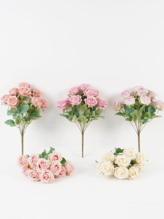 Artificial Flower 25*25*41cm Rose *10 bush GS-71923001-W1 Flowers Bush 3,000+ sqm showroom with thousands of artificial flowers, plants & trees ready for global sourcing.