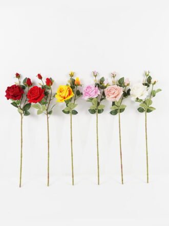 Artificial Flower 16*16*65cm Rose *3 single stem GS-39623004-R1 Single Flowers 3,000+ sqm showroom with thousands of artificial flowers, plants & trees ready for global sourcing.