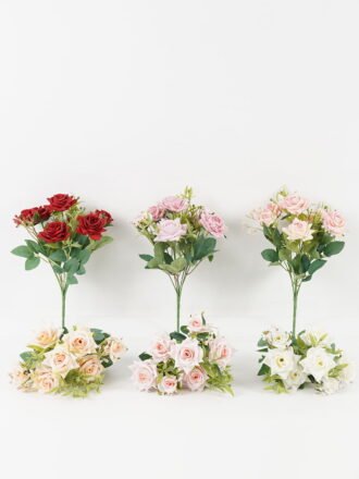 Artificial Flower 23*23*42cm Rose *5 bush GS-71923007-W1 Flowers Bush 3,000+ sqm showroom with thousands of artificial flowers, plants & trees ready for global sourcing.