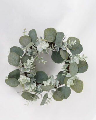Artificial Plant 30*30cm Eucalyptus wreath GS-54023023KIK Leaves&Sprays&Foliages YeahFlower is one of Chinese leading OEM manufacturers and exporters , supplying the silk flowers, wholesale artificial trees