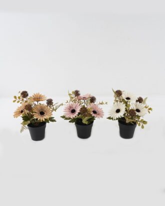 Artificial Flower 22*22*25cm Daisy in PP pot GS-03323142 2024Jan YeahFlower is one of Chinese leading OEM manufacturers and exporters , supplying the silk flowers, wholesale artificial trees