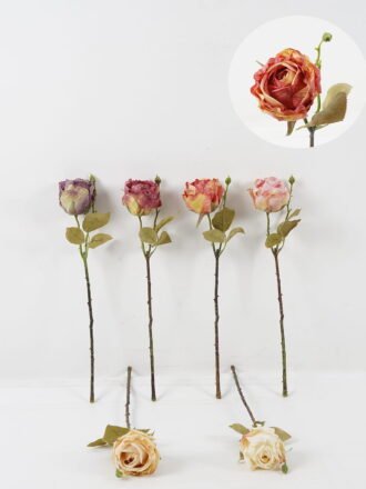 Artificial Flower 15*15*44cm Rose single stem GS-48723024-R1 Single Flowers 3,000+ sqm showroom with thousands of artificial flowers, plants & trees ready for global sourcing.