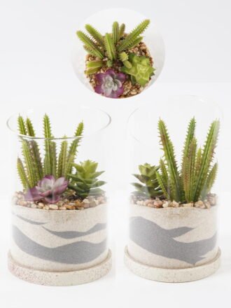 Artificial succulent H:125MM Desert plant in glass pot GS-3030524 Succulent 3,000+ sqm showroom with thousands of artificial flowers, plants & trees ready for global sourcing.