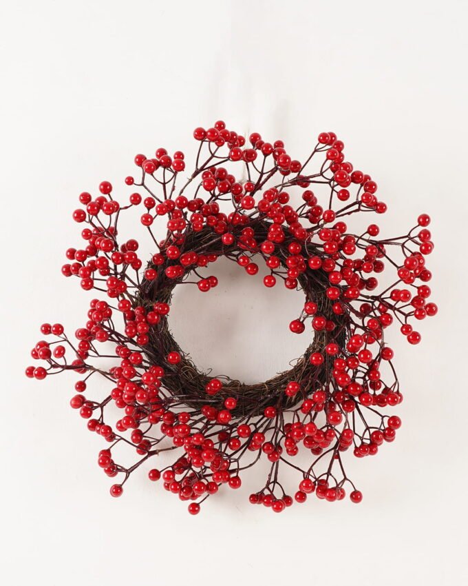 Artificial Branch fruit 40*40cm Red fruit wreath GS-54023064-40 2024Feb YeahFlower is one of Chinese leading OEM manufacturers and exporters , supplying the silk flowers, wholesale artificial trees