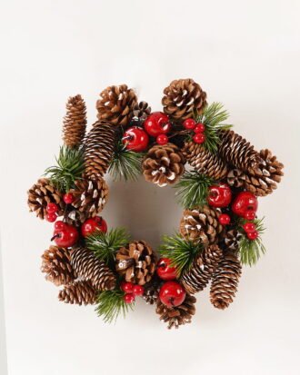Artificial Branch fruit 30*30cm Red fruit&Pinecone wreath GS-54023057 2024Feb YeahFlower is one of Chinese leading OEM manufacturers and exporters , supplying the silk flowers, wholesale artificial trees