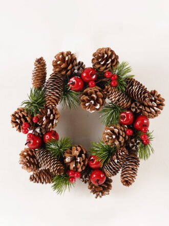 Artificial Branch fruit 40*40cm Red fruit&Pinecone wreath GS-54023058 Christmas Item 3,000+ sqm showroom with thousands of artificial flowers, plants & trees ready for global sourcing.