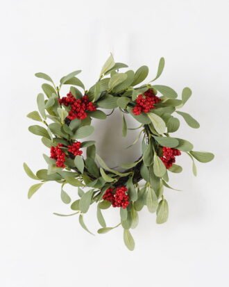 Artificial Branch fruit 30*30cm leaf&Red fruit wreath GS-54023059 2024Feb YeahFlower is one of Chinese leading OEM manufacturers and exporters , supplying the silk flowers, wholesale artificial trees