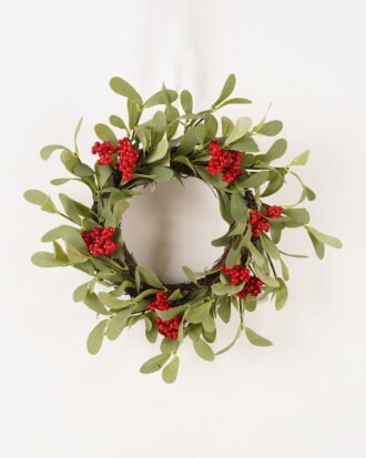 Artificial Branch fruit 40*40cm leaf&Red fruit wreath GS-54023060 2024Feb YeahFlower is one of Chinese leading OEM manufacturers and exporters , supplying the silk flowers, wholesale artificial trees