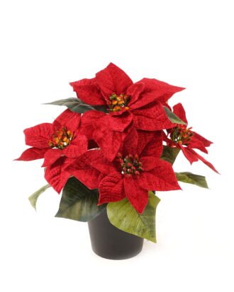 Artificial Flower 25*25*23cm Poinsettia in platic pot GS-03319316R 2024Feb YeahFlower is one of Chinese leading OEM manufacturers and exporters , supplying the silk flowers, wholesale artificial trees
