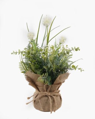Artificial Flower 30*23*31cm Dandelion in burlap wrap GS-73424003-W1 2024Apr YeahFlower is one of Chinese leading OEM manufacturers and exporters , supplying the silk flowers, wholesale artificial trees