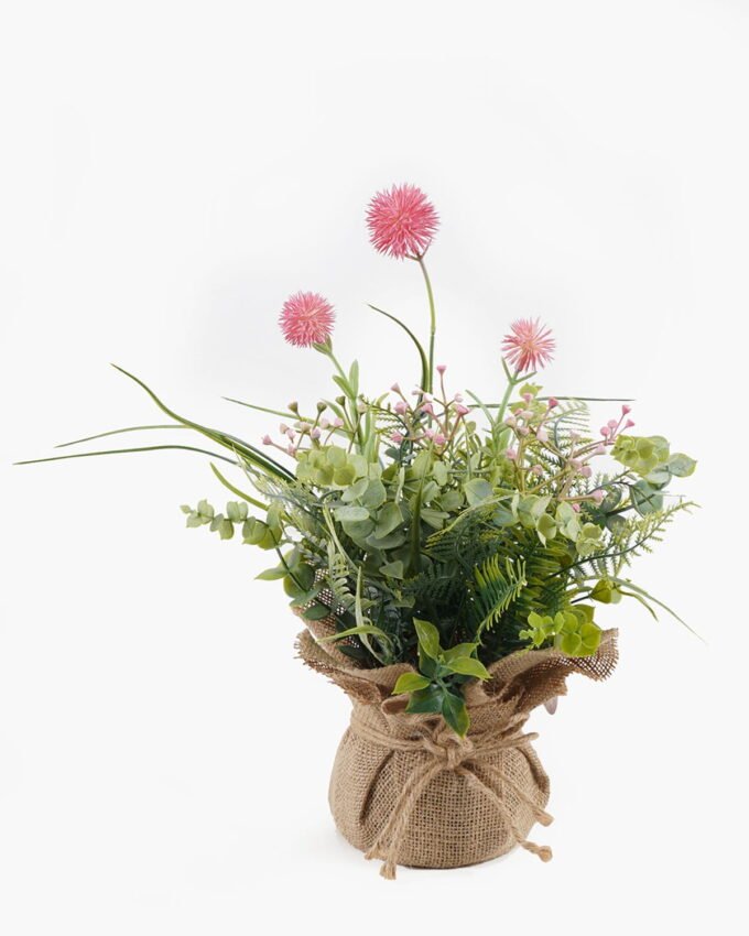 Artificial Flower 30*23*31cm Dandelion in burlap wrap GS-73424003 2024Apr YeahFlower is one of Chinese leading OEM manufacturers and exporters , supplying the silk flowers, wholesale artificial trees