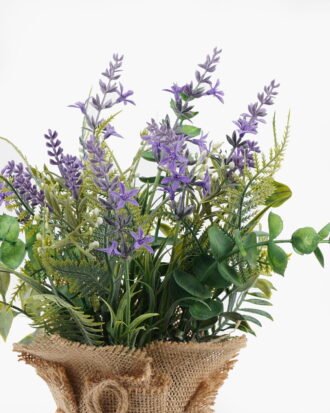 Artificial Flower 23*22*29cm Lavender in burlap wrap GS-73424002 2024Apr YeahFlower is one of Chinese leading OEM manufacturers and exporters , supplying the silk flowers, wholesale artificial trees