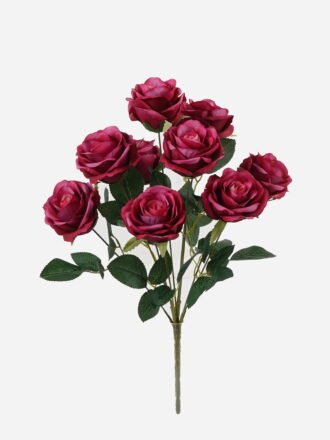 Artificial Flower 26*26*46cm Rose *9 bush GS-55124010 Flowers Bush 3,000+ sqm showroom with thousands of artificial flowers, plants & trees ready for global sourcing.