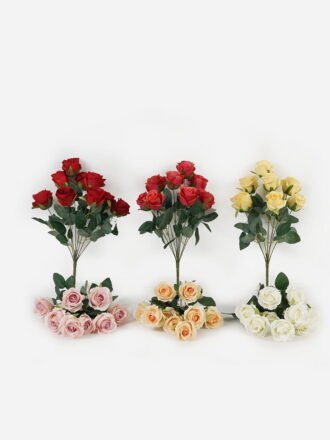 Artificial Flower 23*23*46cm Rose *9 bush GS-55124011-C1 Flowers Bush 3,000+ sqm showroom with thousands of artificial flowers, plants & trees ready for global sourcing.