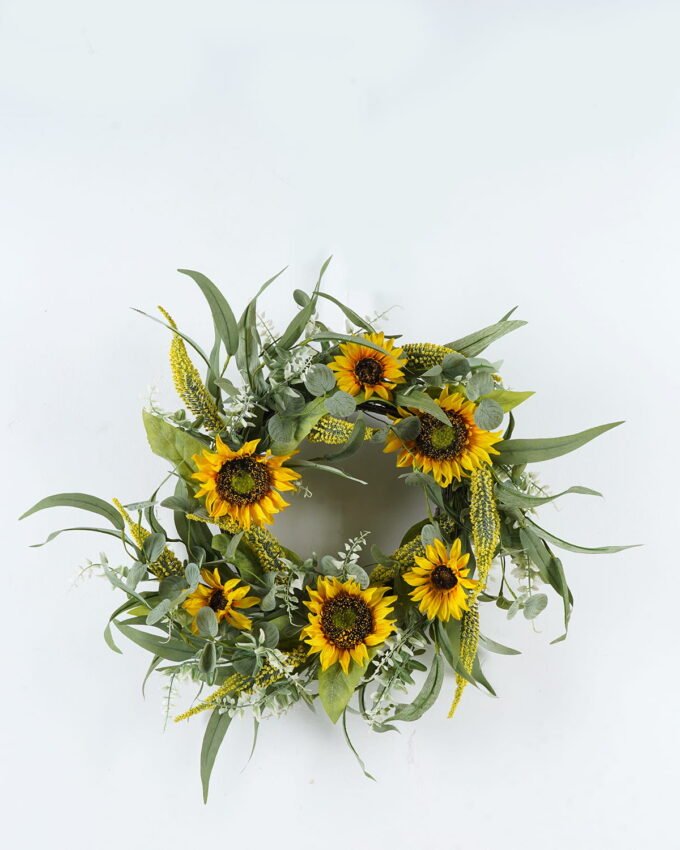 Artificial Flower 55*55*55cm Sunflowers wreath GS-73624021 WREATH YeahFlower is one of Chinese leading OEM manufacturers and exporters , supplying the silk flowers, wholesale artificial trees