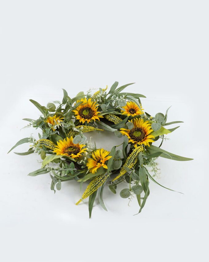 Artificial Flower 55*55*55cm Sunflowers wreath GS-73624021 WREATH YeahFlower is one of Chinese leading OEM manufacturers and exporters , supplying the silk flowers, wholesale artificial trees