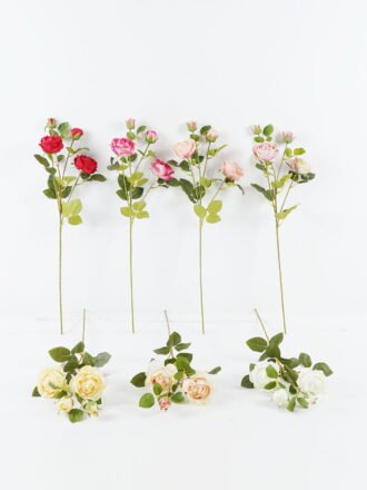Artificial Flower 23*23*69cm Rose *4 single stem GS-128J24010-R1 Single Flowers 3,000+ sqm showroom with thousands of artificial flowers, plants & trees ready for global sourcing.