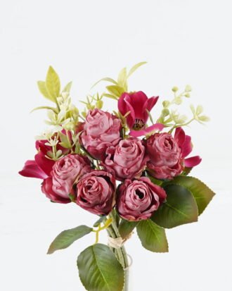 Artificial Flower 15*15*31cm Rose *6 bouquet GS-128J24007-P2 Bouquet 3,000+ sqm showroom with thousands of artificial flowers, plants & trees ready for global sourcing.