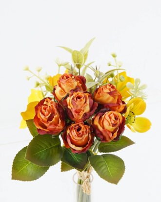 Artificial Flower 15*15*31cm Rose *6 bouquet GS-128J24007 2024Jun YeahFlower is one of Chinese leading OEM manufacturers and exporters , supplying the silk flowers, wholesale artificial trees