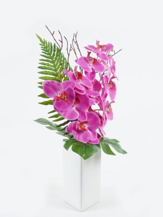 Artificial Flower 19*19*33.3cm phalaenopsis in glass ware GS-41324043 Potted Flowers&Plants 3,000+ sqm showroom with thousands of artificial flowers, plants & trees ready for global sourcing.