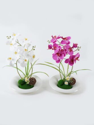 Artificial Flower 19*19*33.3cm phalaenopsis in glass ware GS-41324043 Potted Flowers&Plants 3,000+ sqm showroom with thousands of artificial flowers, plants & trees ready for global sourcing.