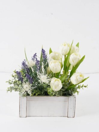 Artificial Flower 30*20*29cm Tulip lavender in wooden pot GS-03324016-Y1 Potted Flowers&Plants 3,000+ sqm showroom with thousands of artificial flowers, plants & trees ready for global sourcing.