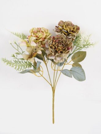 Artificial Flower 20*20*31cm Chinese Rose*5 bush GS-68024012-O1 Flowers Bush 3,000+ sqm showroom with thousands of artificial flowers, plants & trees ready for global sourcing.