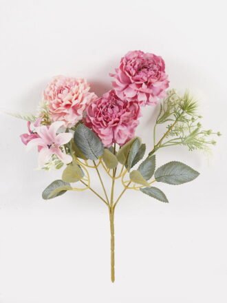 Artificial Flower 20*20*31cm Chinese Rose*5 bush GS-68024012-R1 Flowers Bush 3,000+ sqm showroom with thousands of artificial flowers, plants & trees ready for global sourcing.