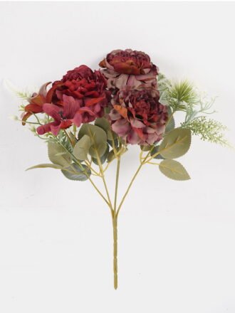 Artificial Flower 20*20*31cm Chinese Rose*5 bush GS-68024012-R4 Flowers Bush 3,000+ sqm showroom with thousands of artificial flowers, plants & trees ready for global sourcing.
