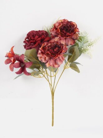 Artificial Flower 20*20*31cm Chinese Rose*5 bush GS-68024012-Y1 Flowers Bush 3,000+ sqm showroom with thousands of artificial flowers, plants & trees ready for global sourcing.