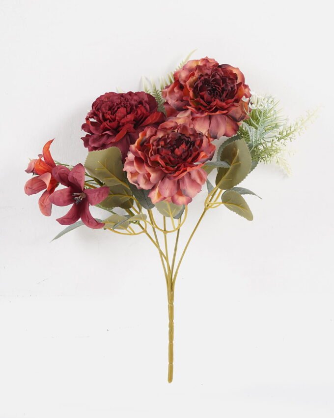 Artificial Flower 20*20*31cm Chinese Rose*5 bush GS-68024012-R4 2024SEP YeahFlower is one of Chinese leading OEM manufacturers and exporters , supplying the silk flowers, wholesale artificial trees