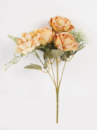 Artificial Flower 23*23*32cm Rose*5 bush GS-68024011-Y3 Flowers Bush 3,000+ sqm showroom with thousands of artificial flowers, plants & trees ready for global sourcing.
