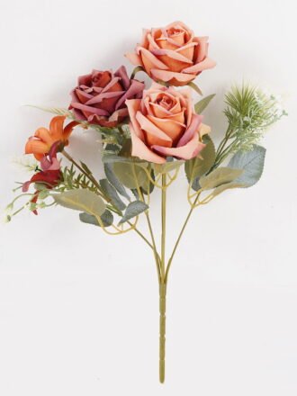 Artificial Flower 24*24*33cm Rose*5 bush GS-68024014 Flowers Bush 3,000+ sqm showroom with thousands of artificial flowers, plants & trees ready for global sourcing.