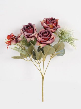 Artificial Flower 24*24*33cm Rose*5 bush GS-68024014-O1 Flowers Bush 3,000+ sqm showroom with thousands of artificial flowers, plants & trees ready for global sourcing.