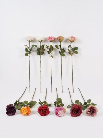 Artificial Flower 21*21*67cm Rose *2 single stem GS-35124003-W1 Single Flowers 3,000+ sqm showroom with thousands of artificial flowers, plants & trees ready for global sourcing.