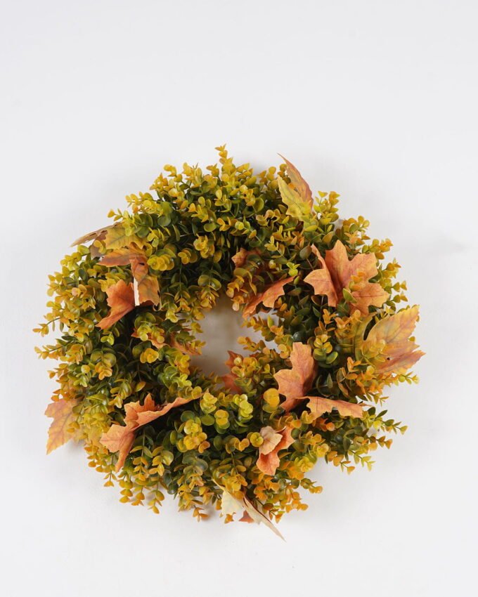 Artificial Plant 50*50cm Maple Leaf wreath GS-17724062 2024Oct YeahFlower is one of Chinese leading OEM manufacturers and exporters , supplying the silk flowers, wholesale artificial trees