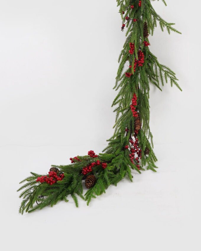 Artificial Plant 20*180cm Mixed Cypress leaf berry  garland GS-76024005 2024Nov YeahFlower is one of Chinese leading OEM manufacturers and exporters , supplying the silk flowers, wholesale artificial trees