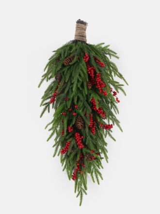 Artificial Plant 28*28cm Mixed Cypress leaf berry wreath GS-76024002 Christmas Item 3,000+ sqm showroom with thousands of artificial flowers, plants & trees ready for global sourcing.