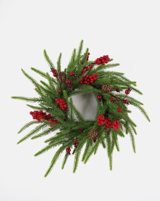 Artificial Plant 28*28cm Mixed Cypress leaf berry wreath GS-76024002 2024Nov YeahFlower is one of Chinese leading OEM manufacturers and exporters , supplying the silk flowers, wholesale artificial trees