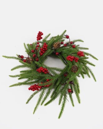 Artificial Plant 28*28cm Mixed Cypress leaf berry wreath GS-76024002 2024Nov YeahFlower is one of Chinese leading OEM manufacturers and exporters , supplying the silk flowers, wholesale artificial trees